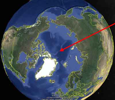 pole nord vu Google Earth