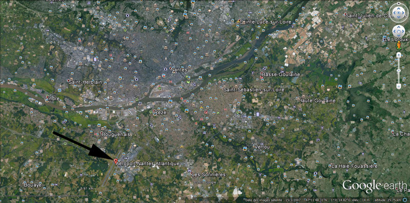 vue google earth de l'agglomération nantaise