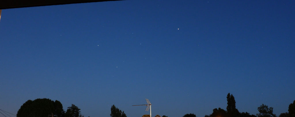 vue du ciel le 21 juin 2016 : mars et saturne