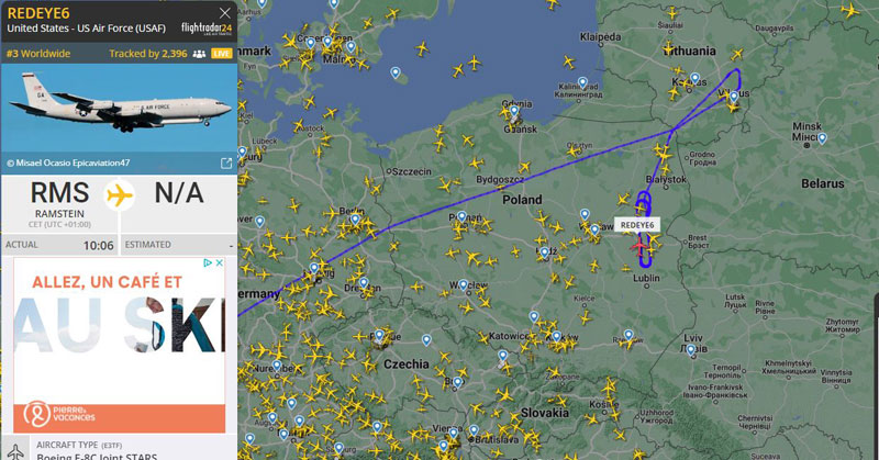 Flightradar : US Air Force surveille la frontière Bielorusse