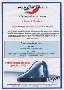 tract appel à témoins Police Nationale