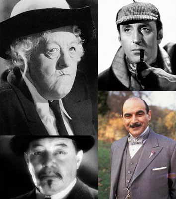 Miss Marple, Sherlock Holmes, Charlie Chan et Hercule Poirot
